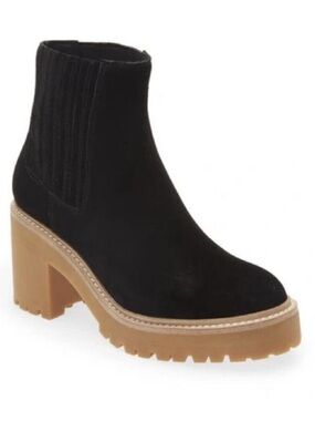 Jeffrey Campbell Black Suede Lug-Sole Ankle Boots